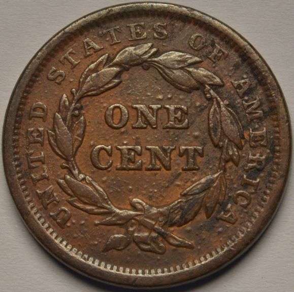 1843 Braided Hair Large Cent, Circulated.