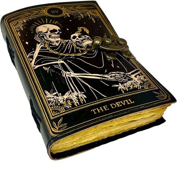 The Dark Spellbook Handcrafted Leather Grimoire Journal with Lock