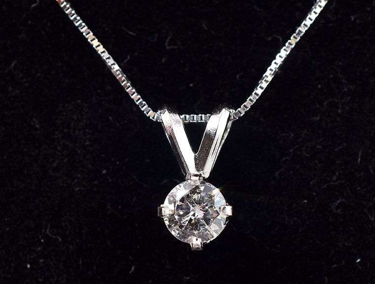 Elegant 14K White Gold Solitaire Diamond Pendant
