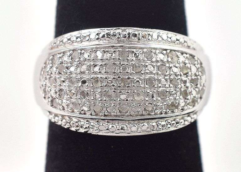 Diamond Cluster Ring in Sterling Silver