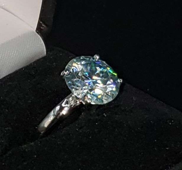 Huge Rare 10.45 Ct VVs1  Ice Blue Lab Simulated Diamond Ring