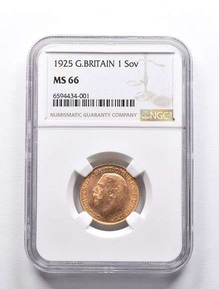 MS66 1925 Great Britain 1 Sovereign Gold Coin NGC