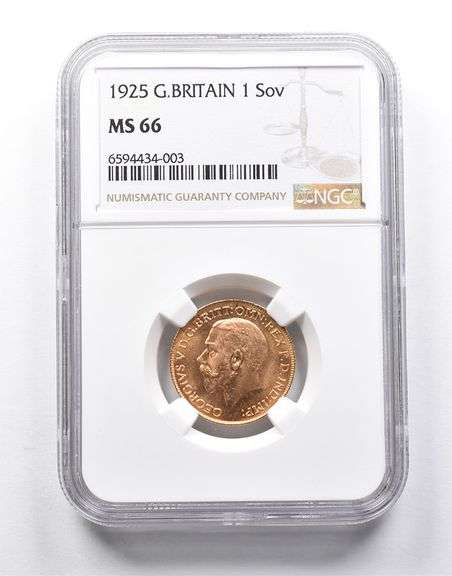 MS66 1925 Great Britain 1 Sovereign Gold Coin NGC