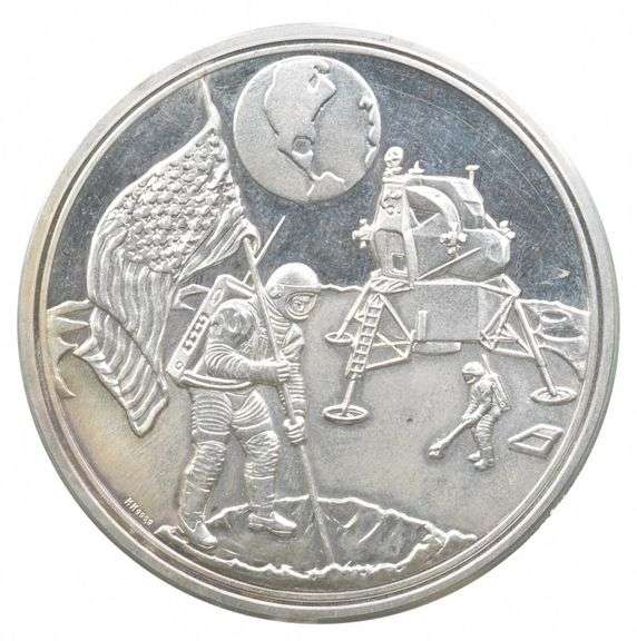 Landing On The Moon Aldrin Armstrong Collins 49.8 g Silver Art Round
