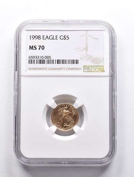 MS70 1998 $5 American Gold Eagle 1/10 Oz Gold NGC