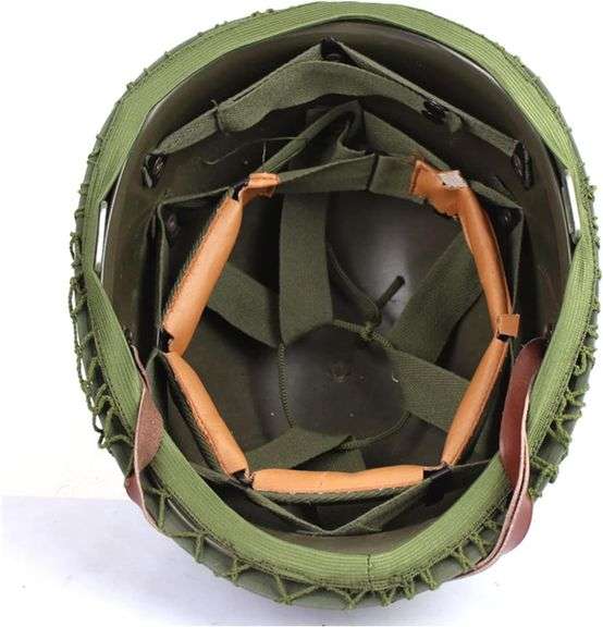 Authentic WW2 US M1 Helmet with Net Cover & Cat Eye Belt
