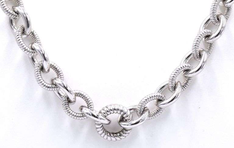 925 Sterling silver Judith Ripka circle link necklace