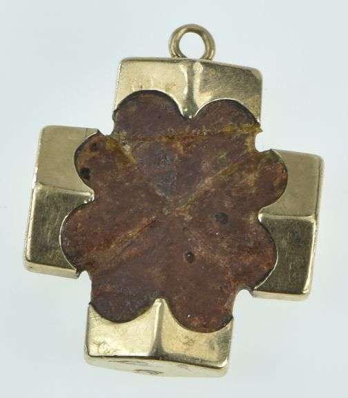 14K Yellow Gold Antique Carved Cross Vintage Ornate Charm/Pendant