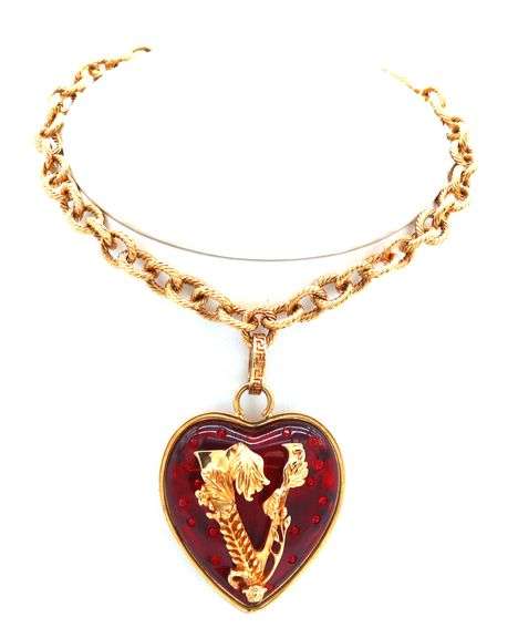 Versace Resin & Crystal Heart Virtus Bracelet w/Box