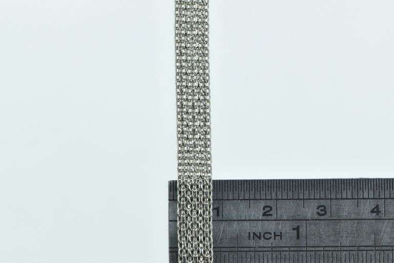 Platinum 18k Gold 6.5mm Squared Flat Mesh Chain Necklace