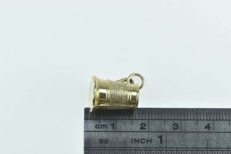 9K Yellow Gold 3D Vintage Beer Stein Pitcher Cup Pint Charm/Pendant