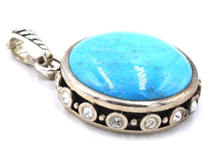 Set of 925 sterling silver turquoise ring and pendant