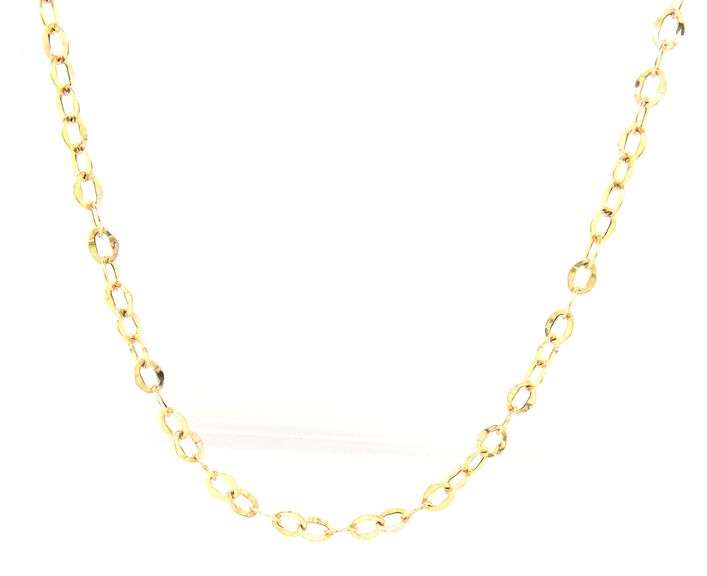 14kt Yellow gold Fancy flat link chain necklace