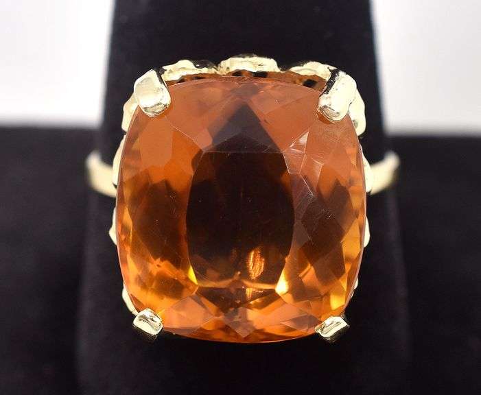 Marvelous 14K Yellow Gold Approx. 17.00CTS Citrine Gemstone Ring