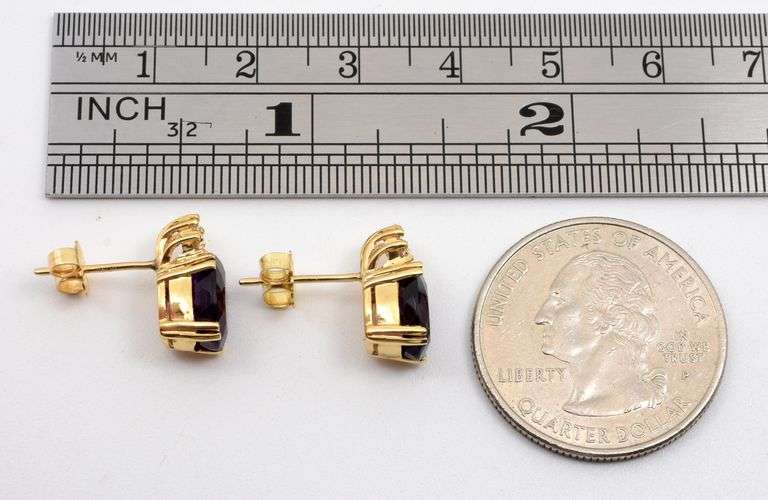 Elegant Amethyst & Diamond Post Earrings