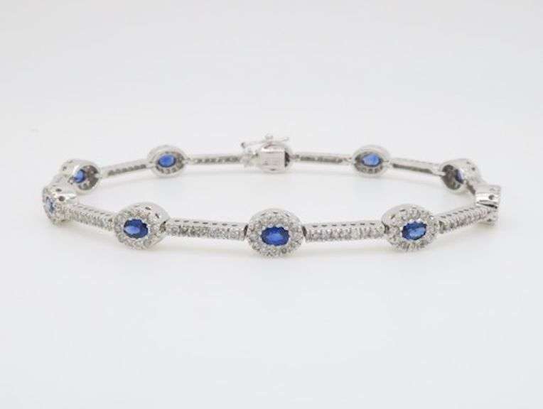 Diamond & Blue Sapphire Line Bracelet