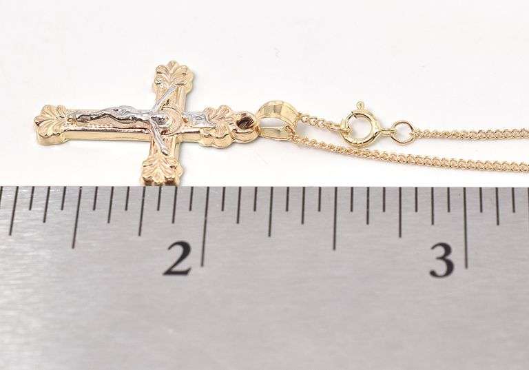 Holy 14K Yellow Gold Cross Pendant Necklace