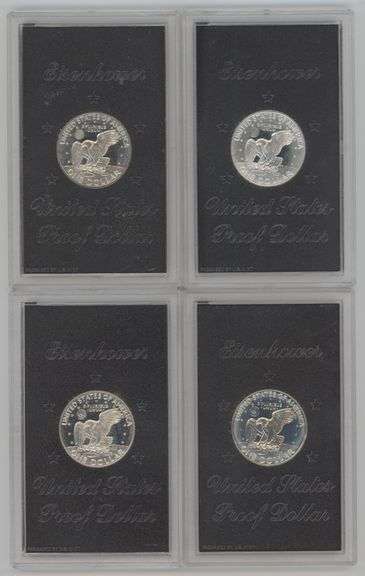 1971, 72, 73, & 1974 Proof Eisenhower Silver Dollars in original holders