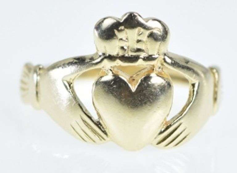 14K Yellow Gold Traditional Celtic Claddagh Loyalty Promise Ring