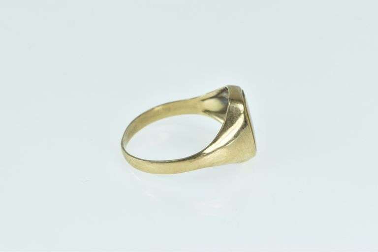 9K Yellow Gold Squared Men's Tiger's Eye Vintage Statement Ring