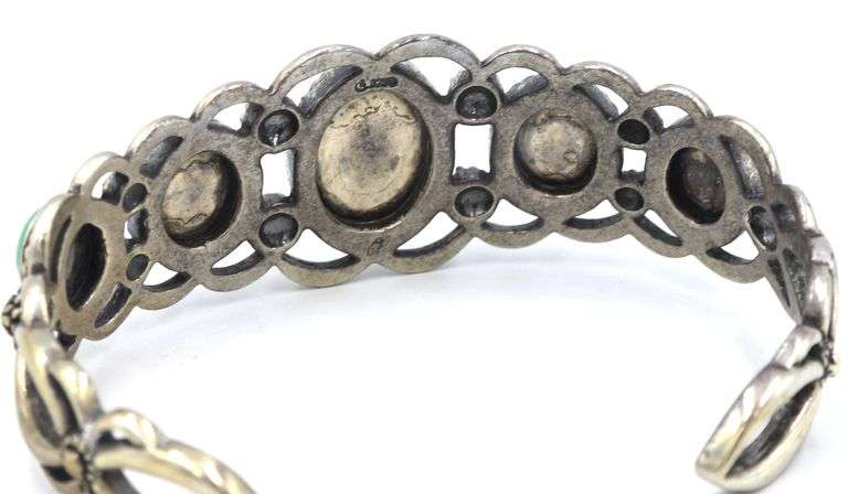 Vintage 925 sterling silver signed turquoise cuff bangle