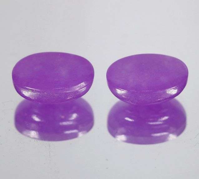 Glowing! 7.72ct top violet Jadeite Jade cabochon set