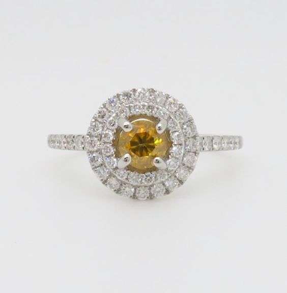 Fancy Vivid Yellow-Orange Diamond Ring in 18k White Gold