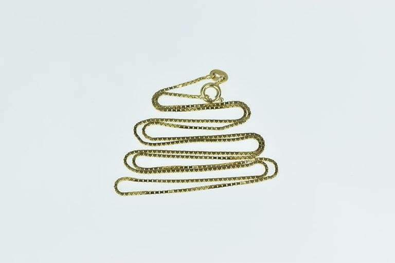 14K Yellow Gold 0.8mm Square Link Vintage Box Chain Necklace