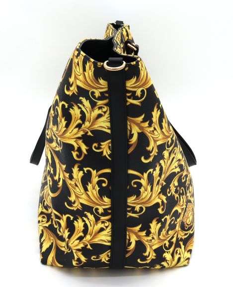 Gianni Versace Barocco Medusa Print Black & Yellow Tote Bag