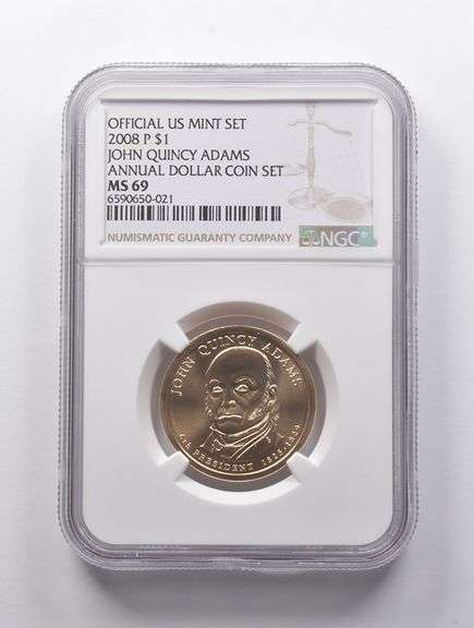 MS69 2008-P John Quincy Adams Presidential $1 Annual Dollar Set NGC