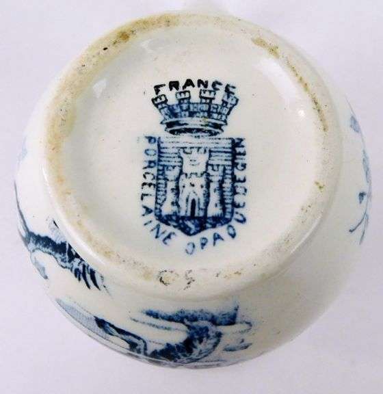 Antique French Child's Miniature Blue Transfer Pitcher