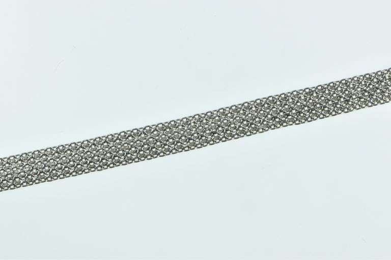 Platinum 18k Gold 6.5mm Squared Flat Mesh Chain Necklace