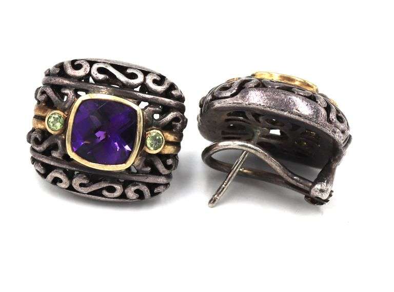 Vintage 925 sterling silver Amethyst earrings