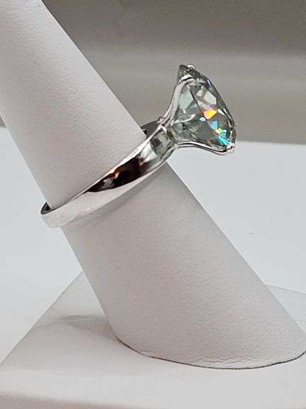 Huge Rare 10.45 Ct VVs1  Ice Blue Lab Simulated Diamond Ring