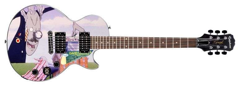Pink Floyd David Gilmour Signed Custom "Teacher" Epiphone Graphics Guitar ACOA