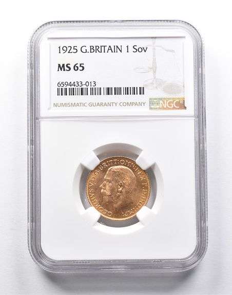 MS65 1925 Great Britain 1 Sovereign Gold Coin NGC