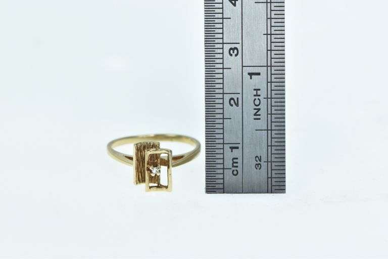 10K Yellow Gold Retro Vintage Diamond Squared Geometric Ring