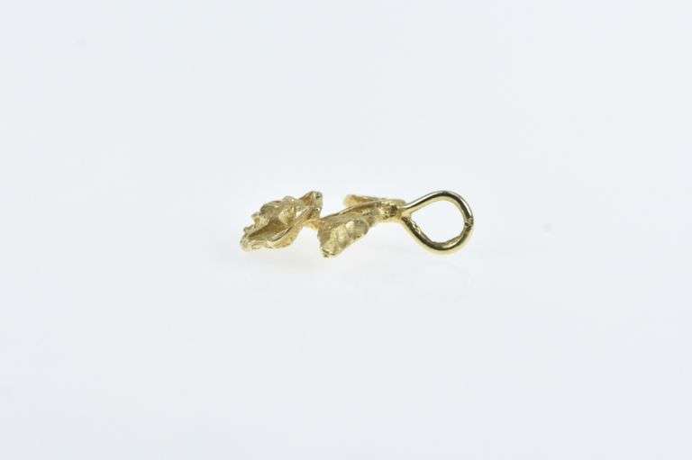 14K Yellow Gold Diamond Cut Rose Flower 3D Romantic Charm/Pendant