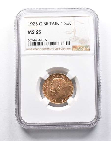 MS65 1925 Great Britain 1 Sovereign Gold Coin NGC