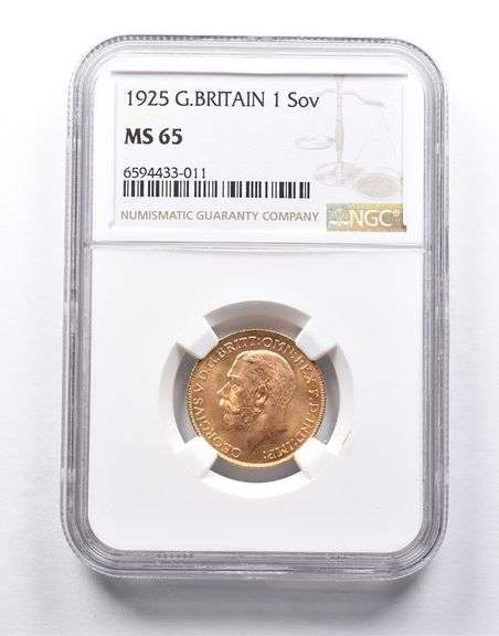 MS65 1925 Great Britain 1 Sovereign Gold Coin NGC