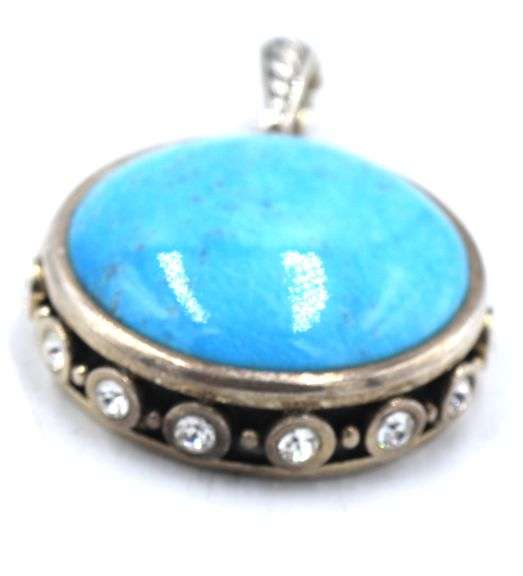 Set of 925 sterling silver turquoise ring and pendant
