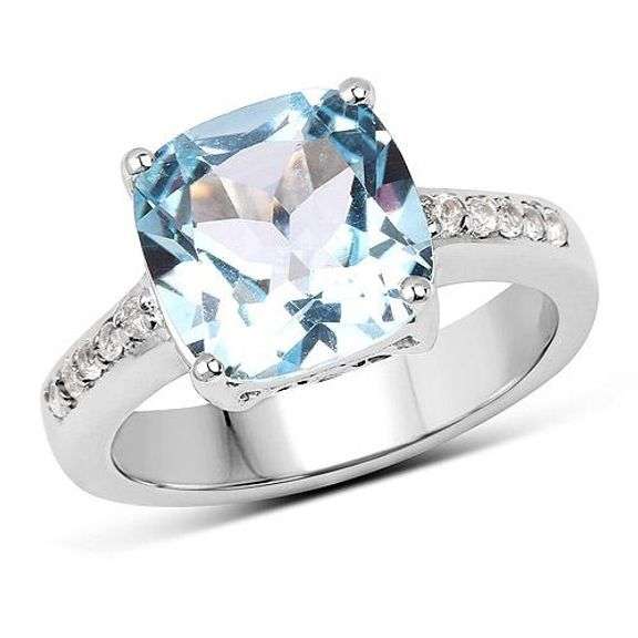Blue & White Topaz in .925 Sterling Silver Ring