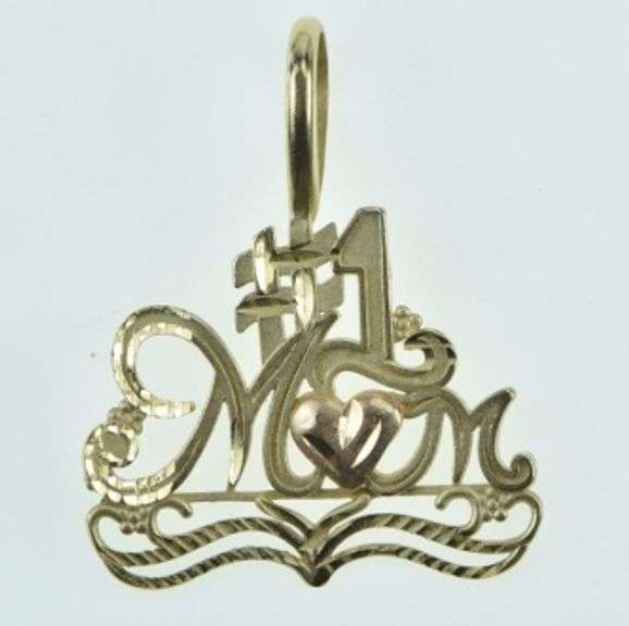 14K Yellow Gold #1 Number One Mom Mother's Day Charm/Pendant