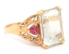 14kt Yellow gold emerald cut Lemon quartz ring