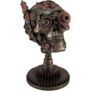 Intricate Steampunk Skull Statue Gear Head