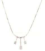 18kt White gold 0.25ctw Graduated bar diamond necklace