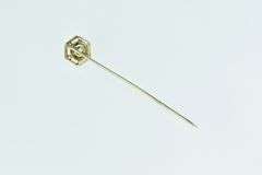 14K Yellow Gold Art Deco Syn. Aquamarine Vintage Ornate Stick Pin