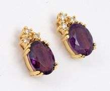 Elegant Amethyst & Diamond Post Earrings