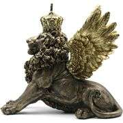 Majestic Golden Lion Angel Sculpture