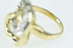 18K Yellow Gold Diamond Vintage Two Tone Interlocking Heart Ring